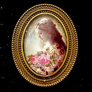 Vintage Style Brass tome Oval Ring adjustable shabby cottagecore